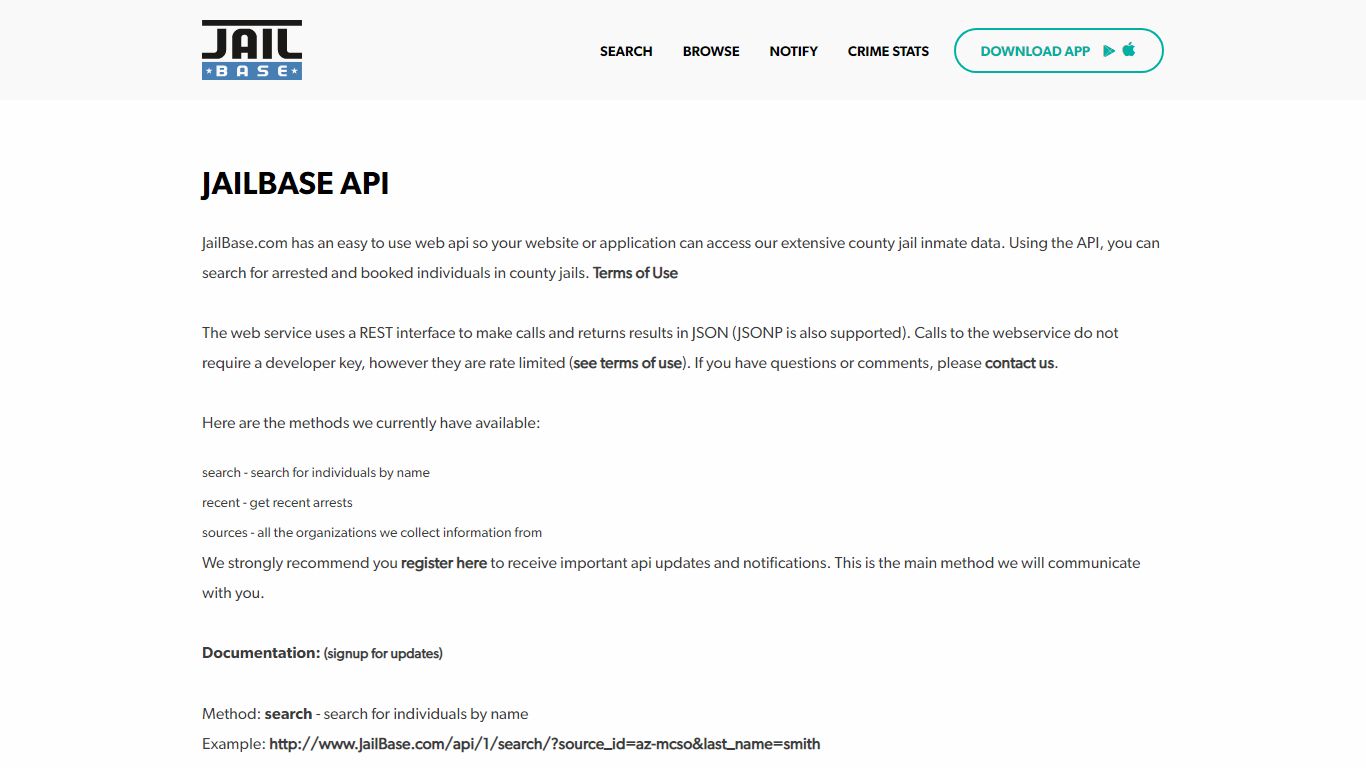JailBase API | JailBase
